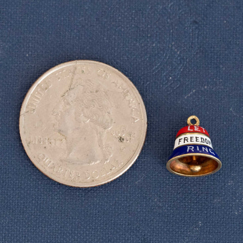 Vintage Enamel "Let Freedom Ring" Bell Charm