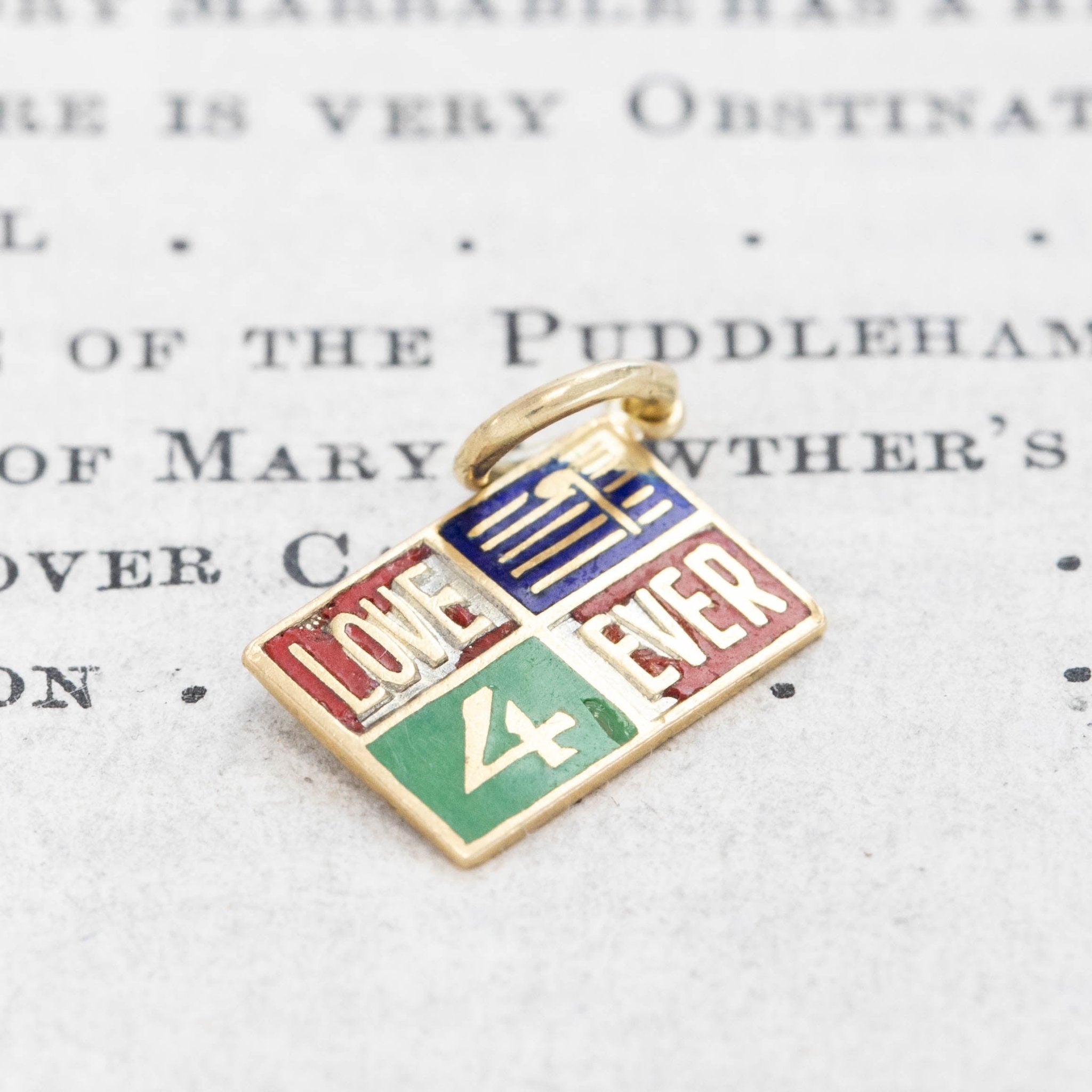Vintage Enamel Love 4 Ever Charm