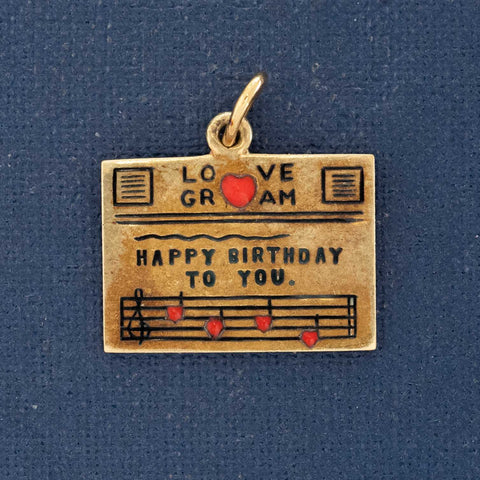 Vintage Enamel Love Gram Letter "Happy Birthday To You" Charm