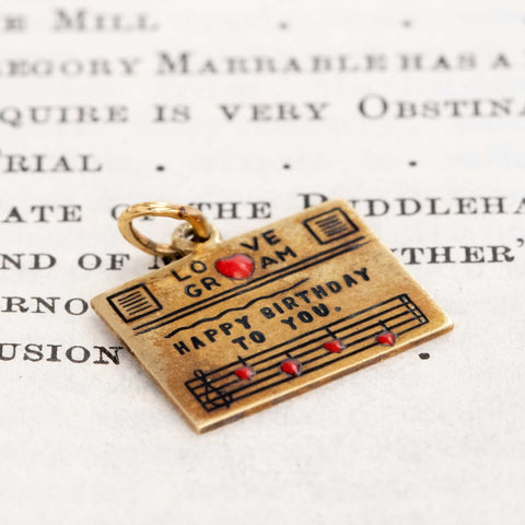 Vintage Enamel Love Gram Letter "Happy Birthday To You" Charm