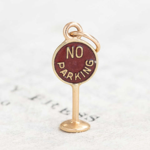 Vintage Enamel No Parking Sign Charm