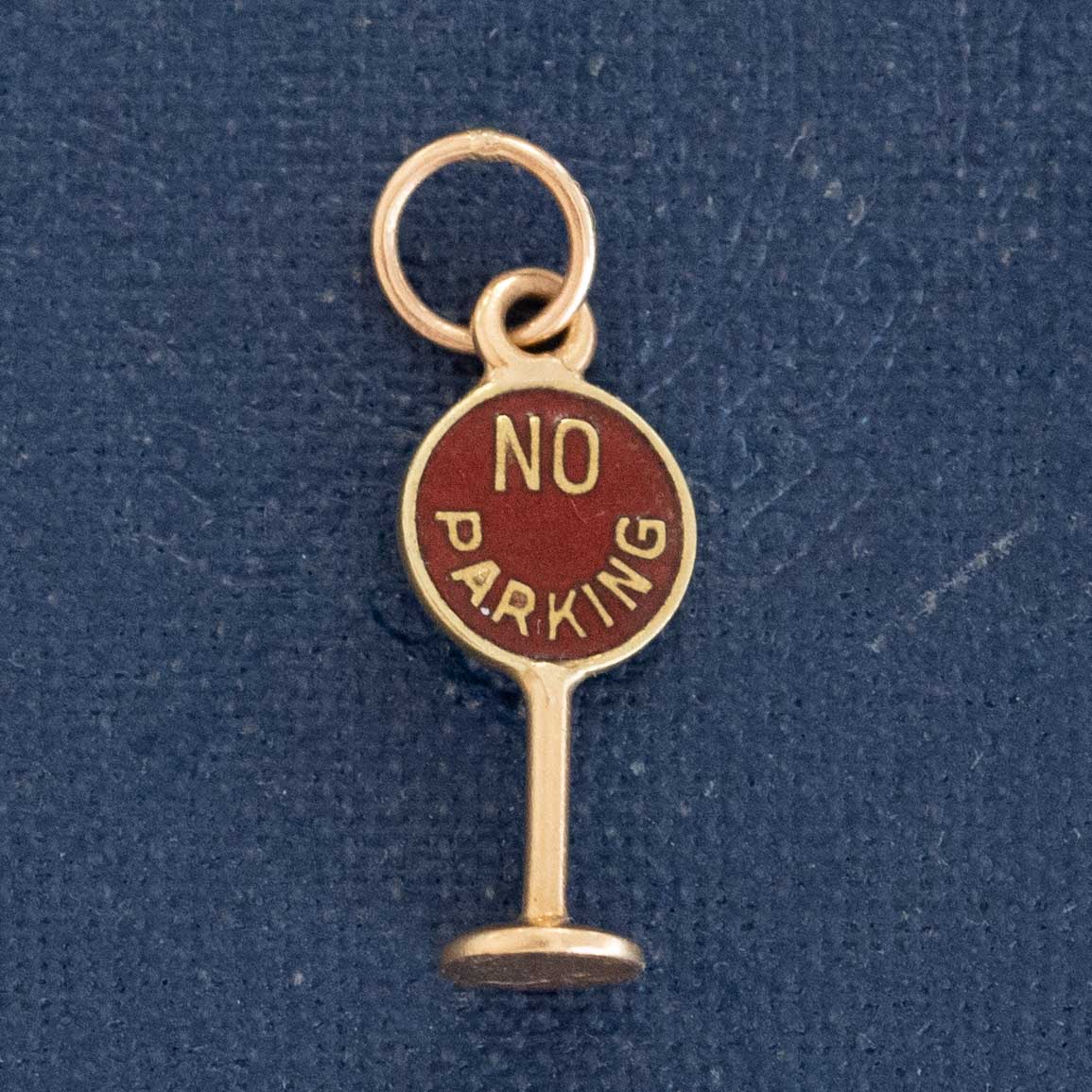 Vintage Enamel No Parking Sign Charm