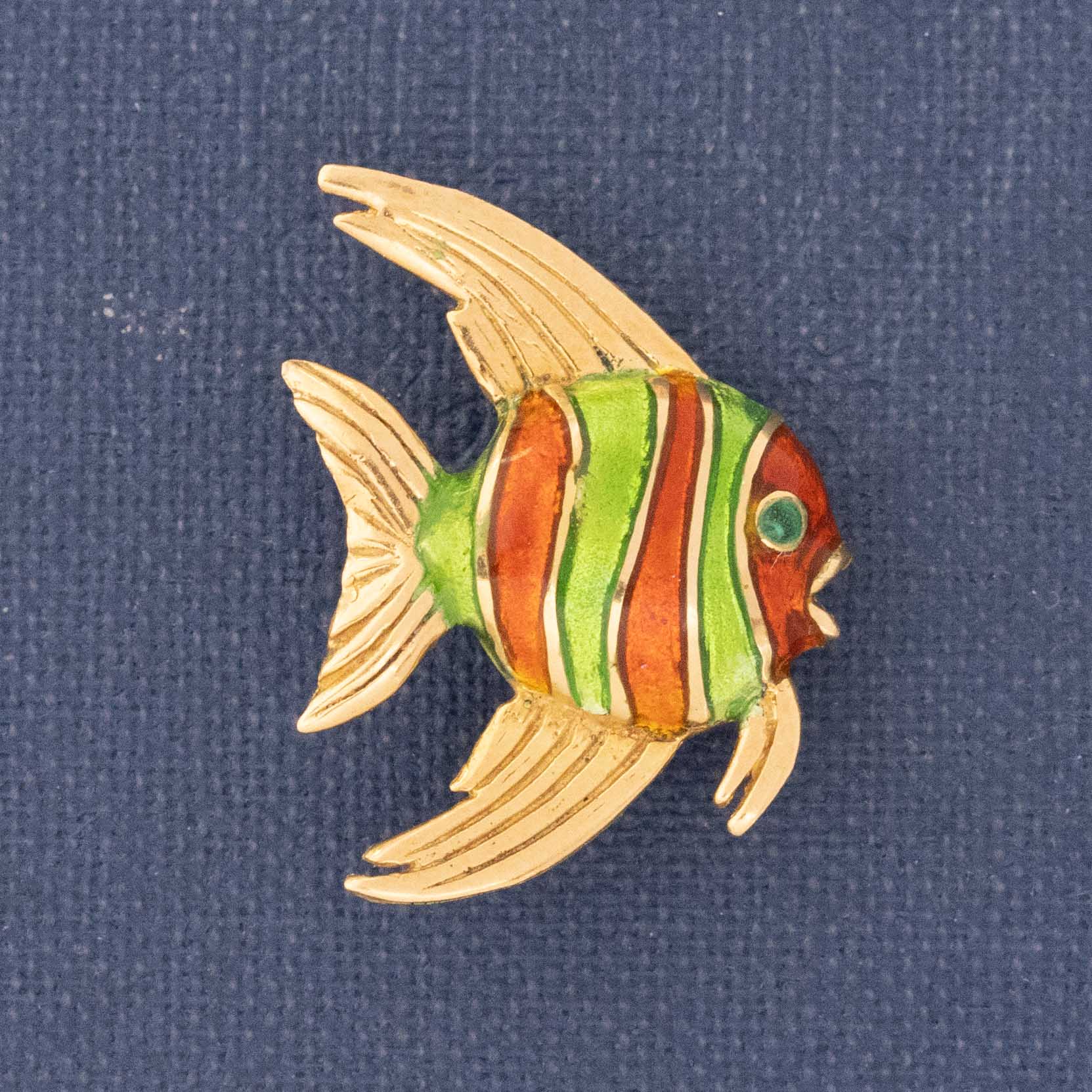 Vintage Enamel Peacock Fish Pin, by Cartier