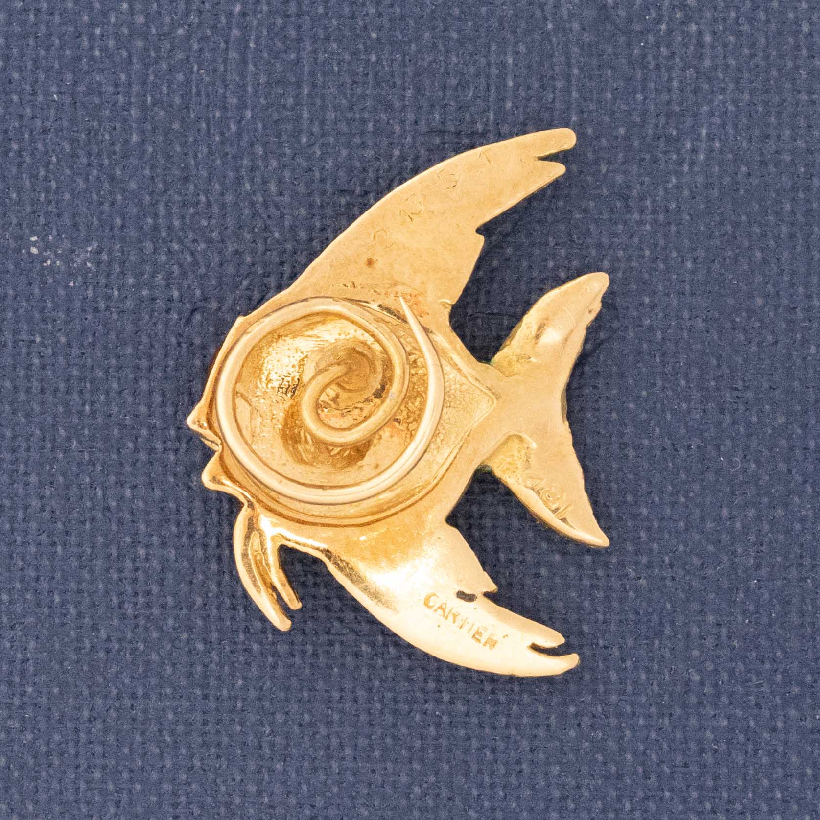 Vintage Enamel Peacock Fish Pin, by Cartier