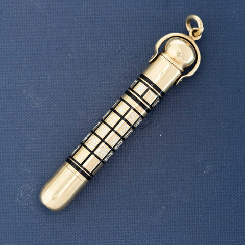 Vintage Enamel Perpetual Calendar Pencil Pendant