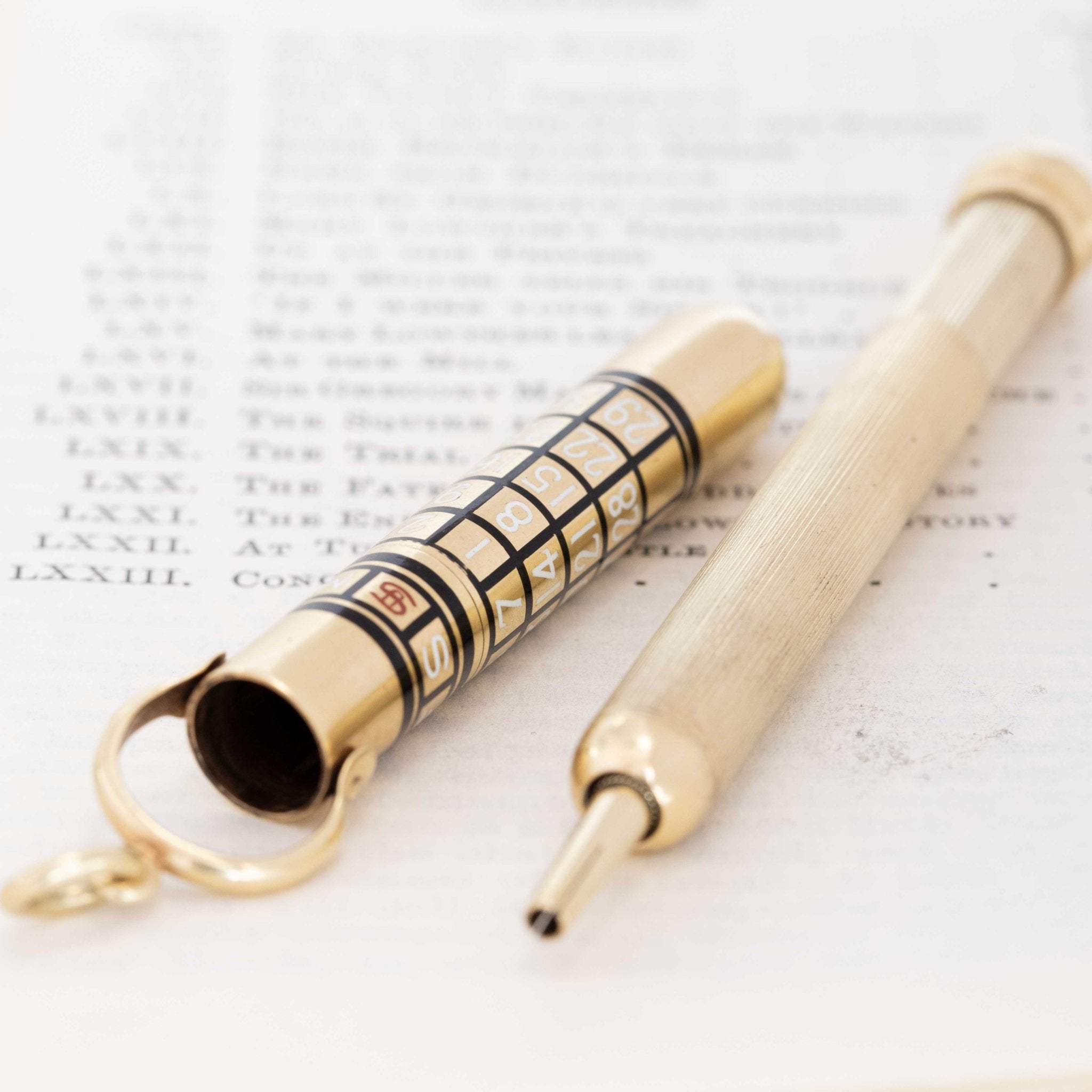 Vintage Enamel Perpetual Calendar Pencil Pendant