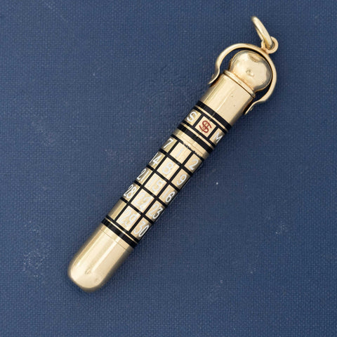 Vintage Enamel Perpetual Calendar Pencil Pendant