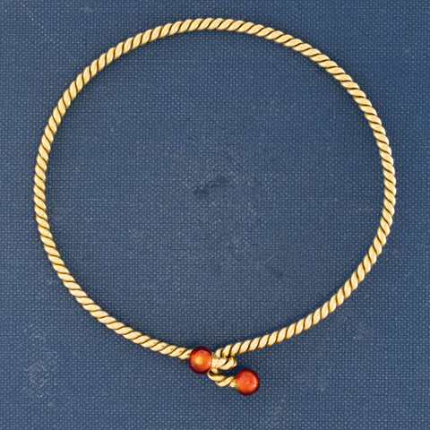 Vintage twisted rope bangle with enamel orb ends in 18kt yellow gold