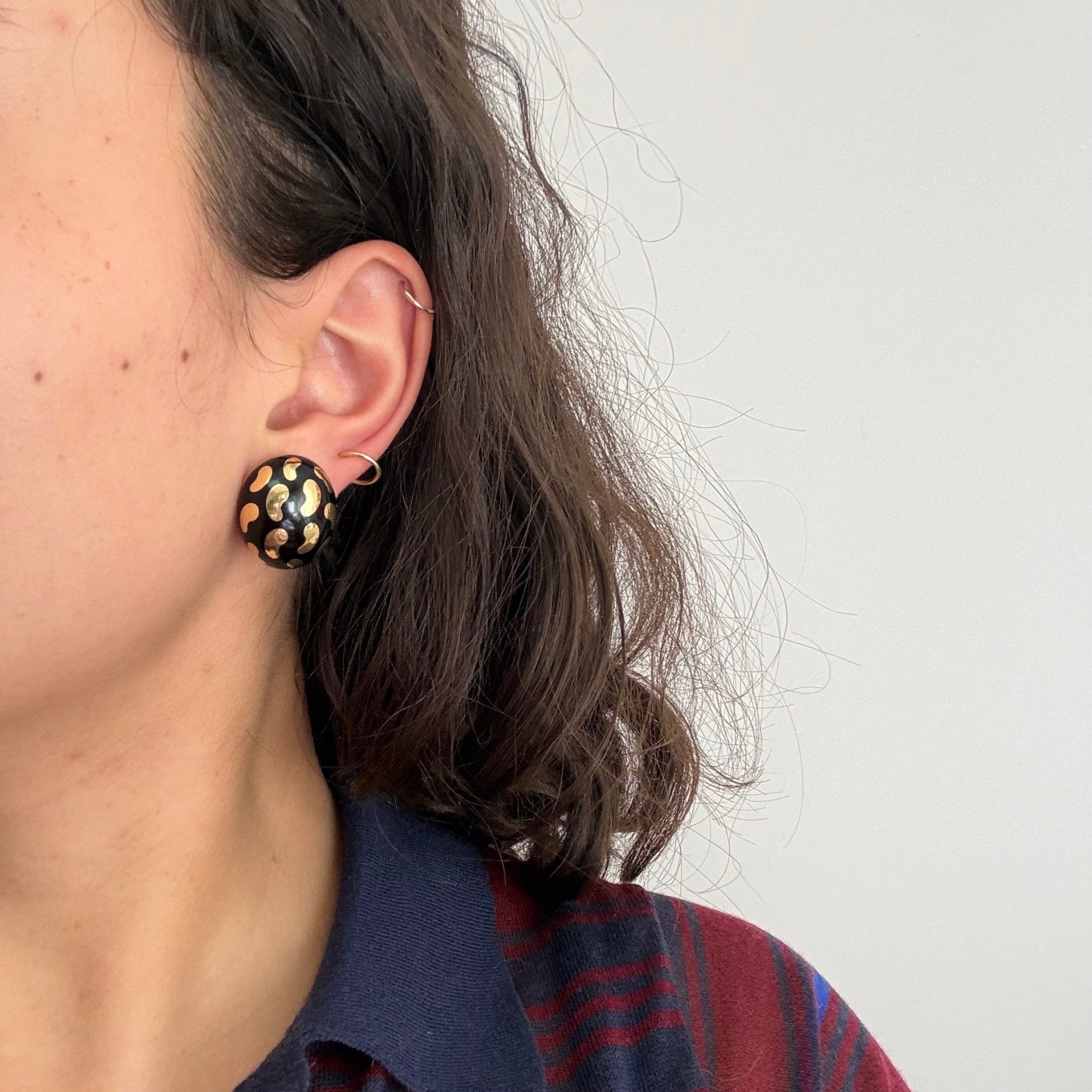 Vintage Enamel "Yin+Yang" Dome Earrings