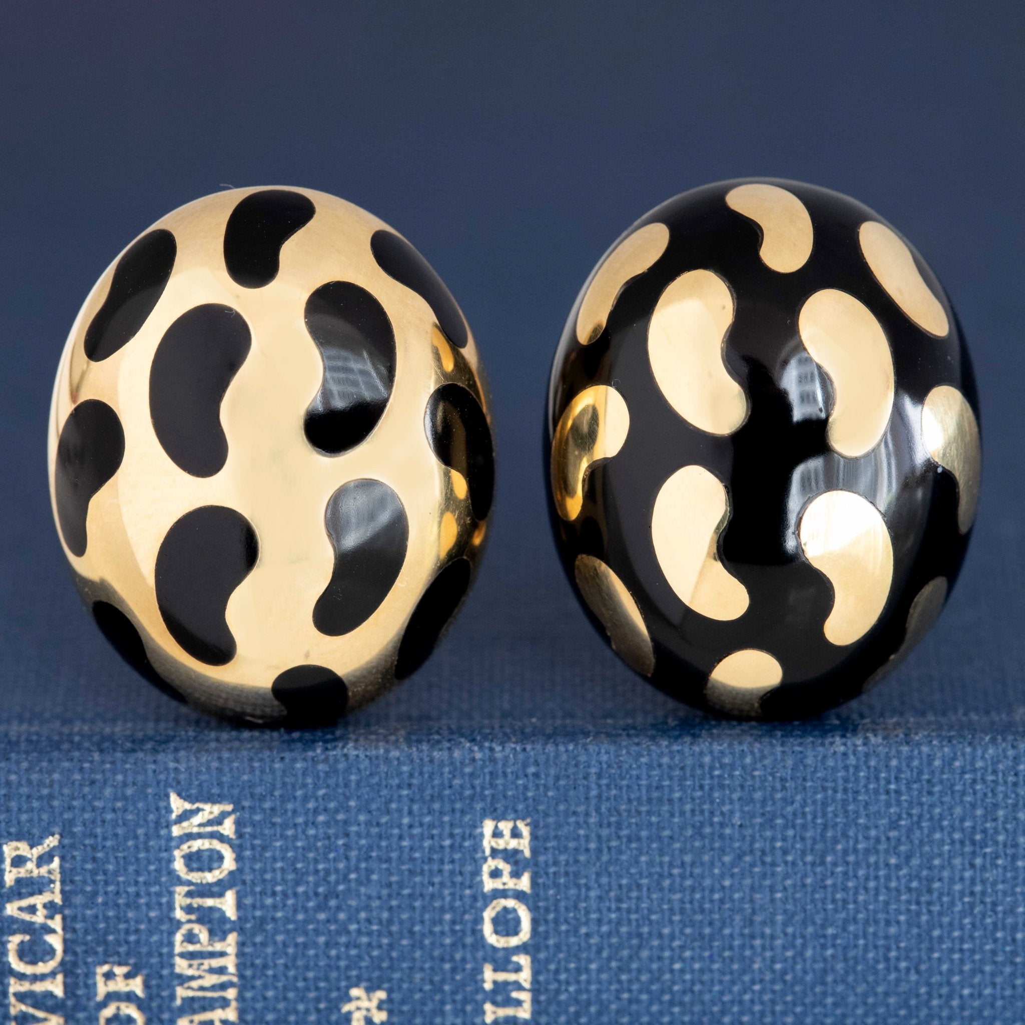 Vintage Enamel "Yin+Yang" Dome Earrings