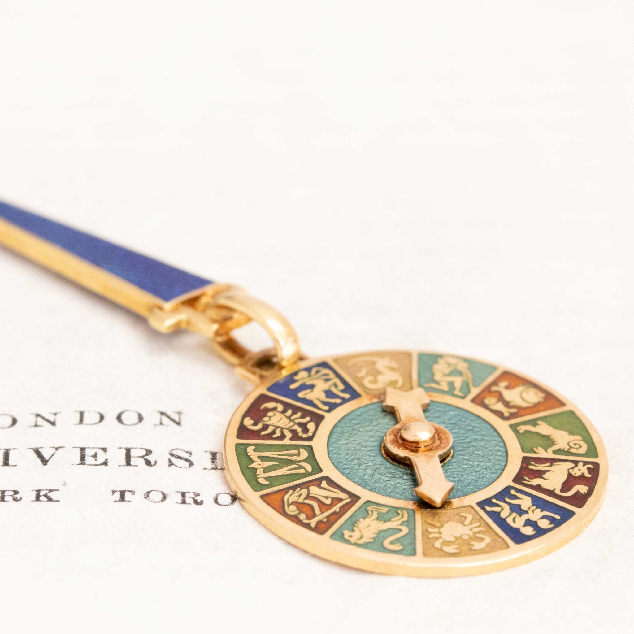 Vintage Enamel Zodiac Pendant/Key Chain, by Uno A Erre