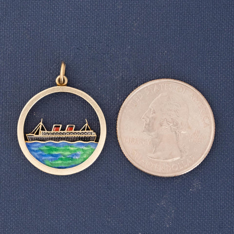 Vintage English Queen Elizabeth Enamel Pendant