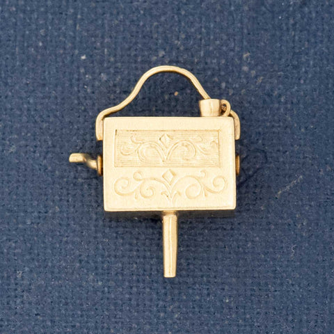 Vintage Engraved Music Box Charm