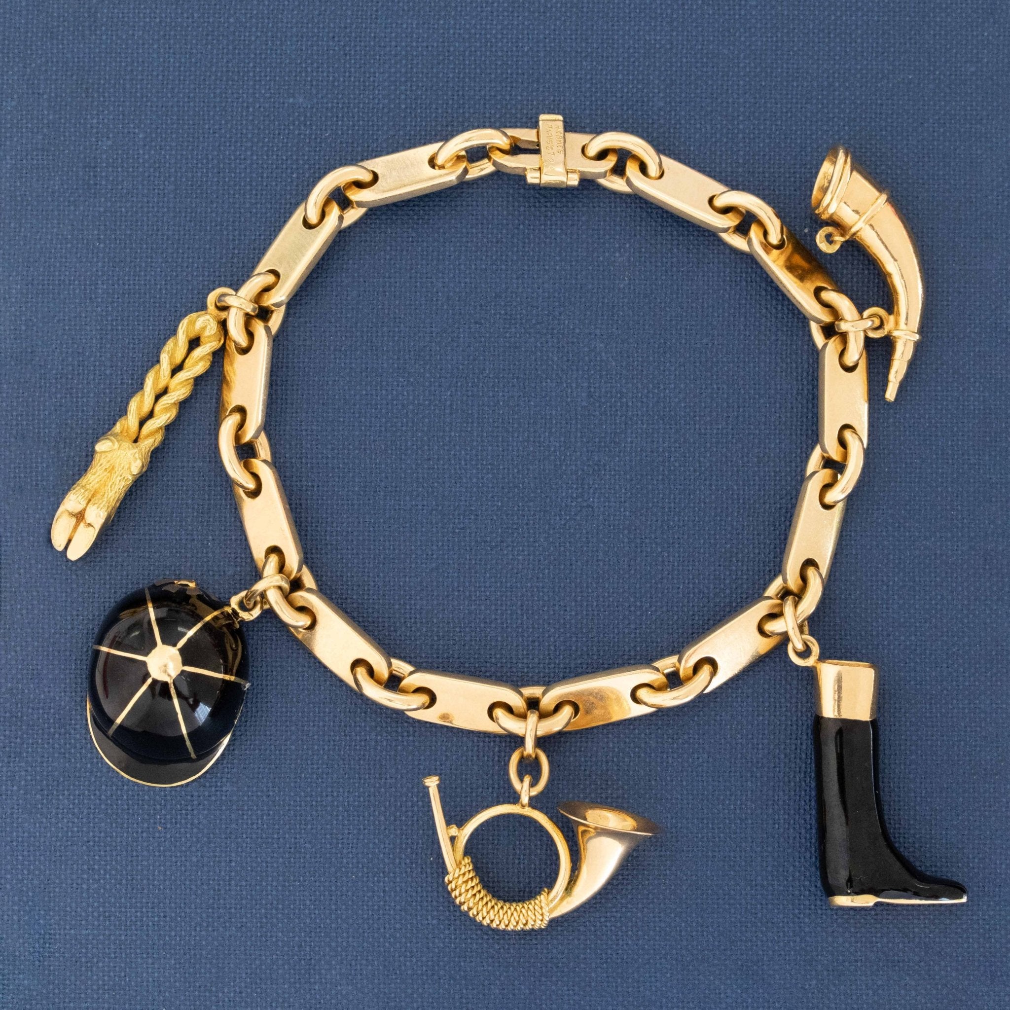 70s Georges L'Enfant Equestrian Theme Charm Bracelet by Hermes Paris
