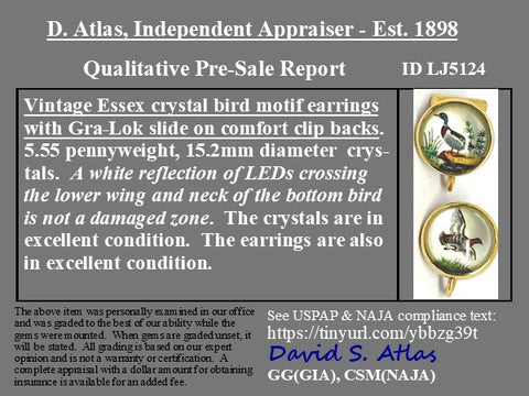 Vintage Essex Crystal Duck Clip-On Earrings