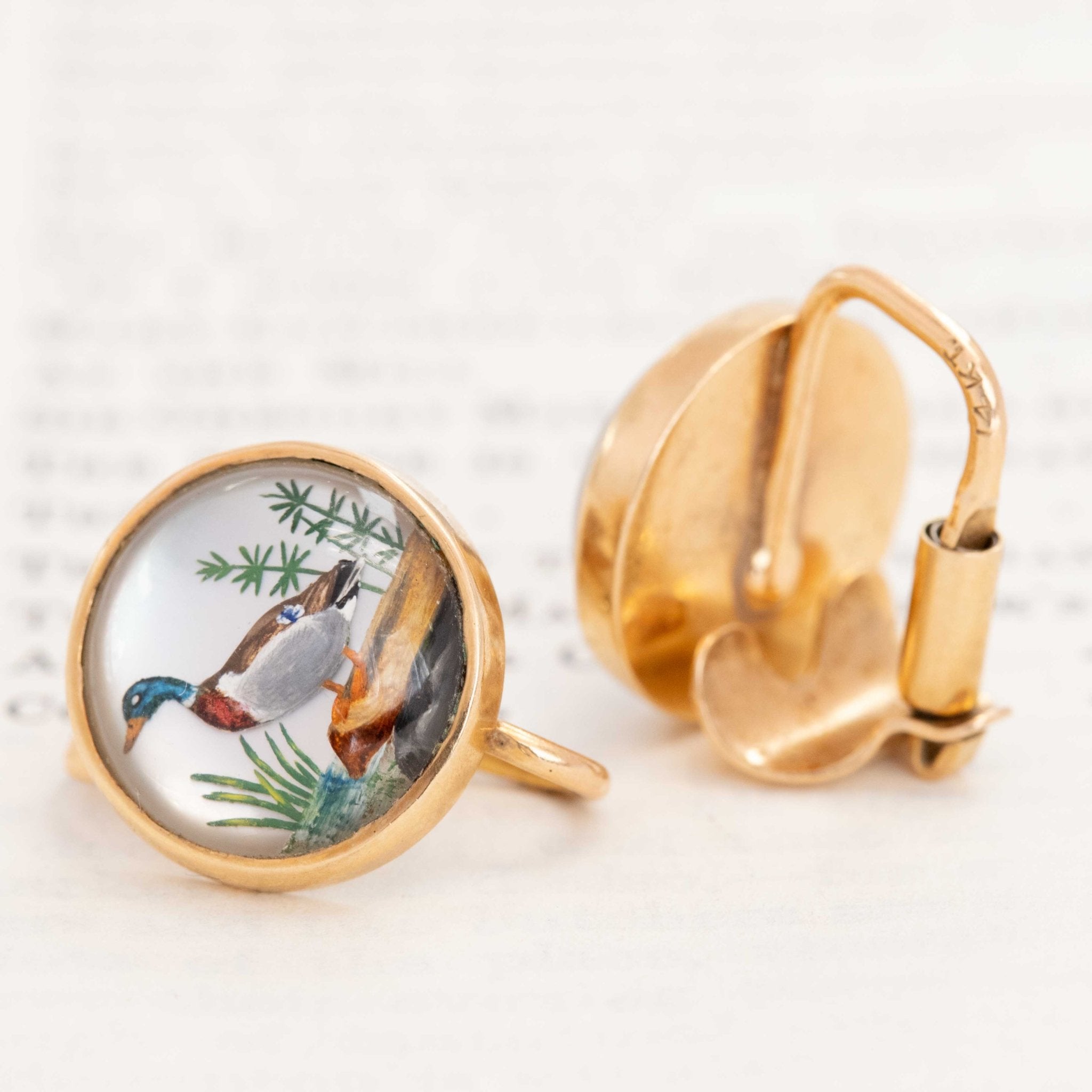 Vintage Essex Crystal Duck Clip-On Earrings