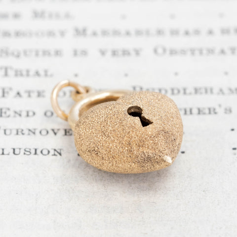 Vintage Etched Heart Padlock Charm
