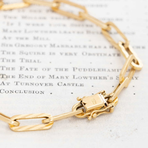 Vintage Etched Paper Clip Chain Bracelet, by Gubelin