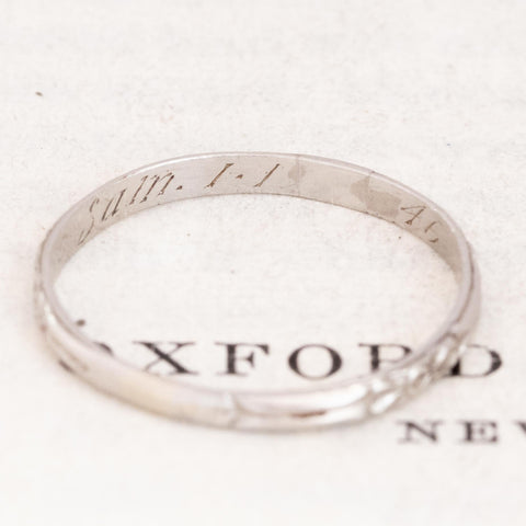 Vintage Etched Slim Pinky Band Circa 1946