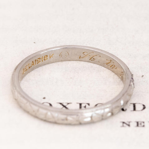 Vintage Etched Wedding Band c. 1924