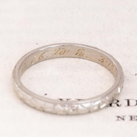 Vintage Etched Wedding Band c. 1924