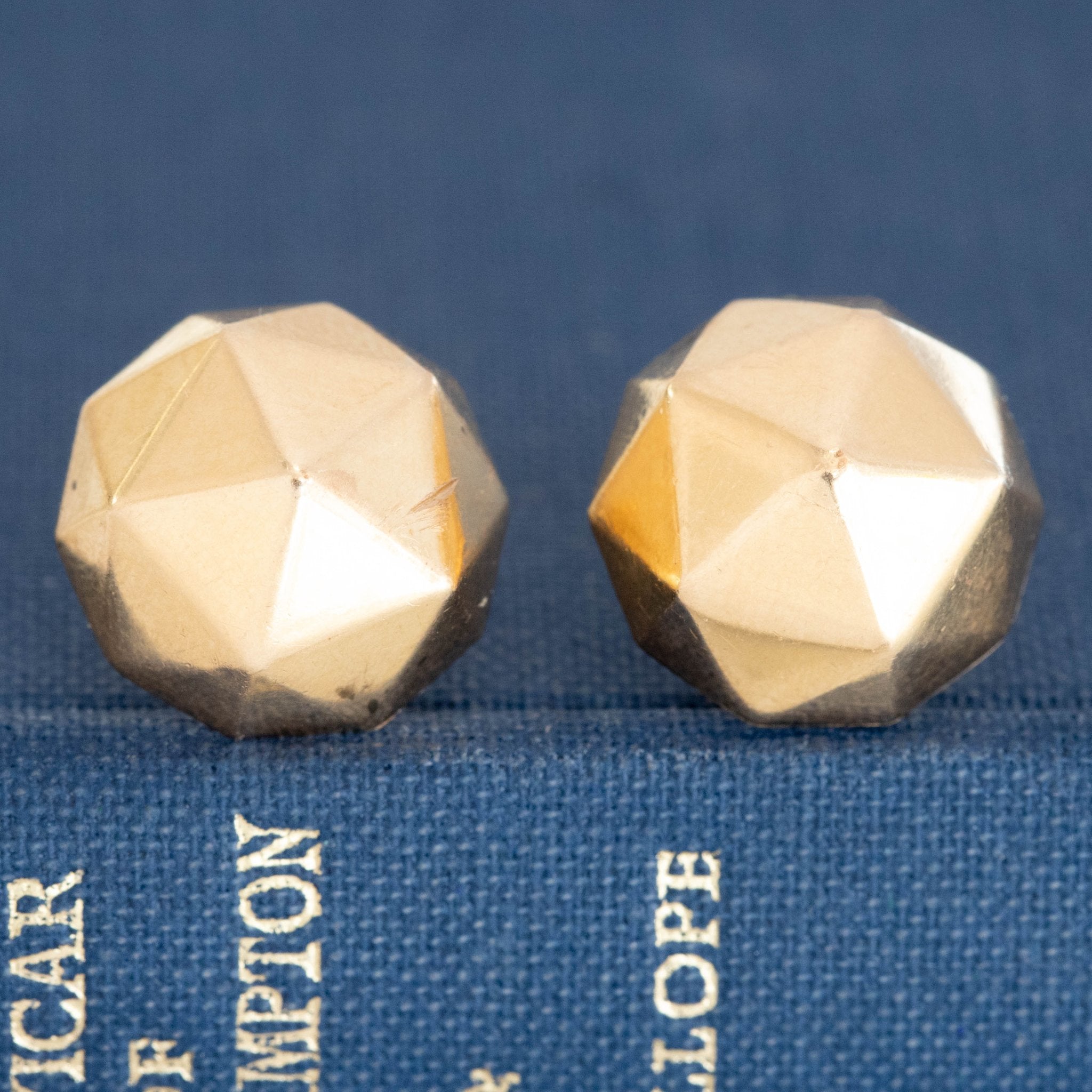 Vintage Faceted Gold Sphere Stud Earrings