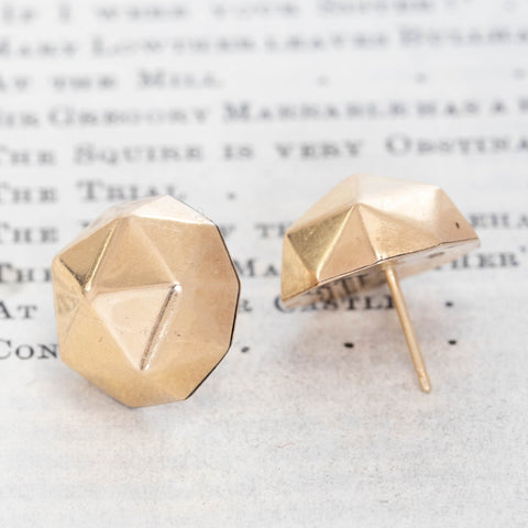Vintage Faceted Gold Sphere Stud Earrings
