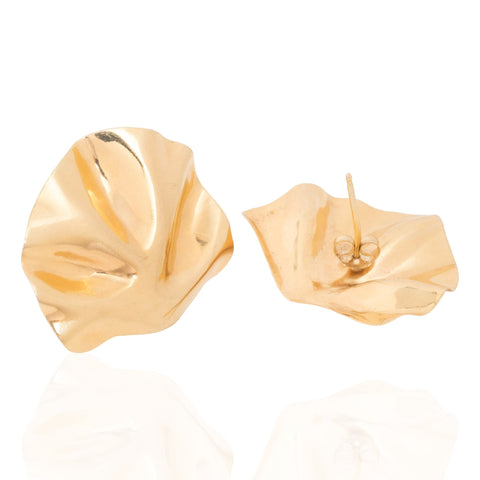Vintage fan motif earrings in 14kt yellow gold – alternate view 3