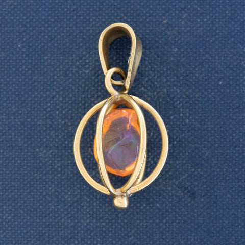 Vintage Fire Opal Cage Pendant