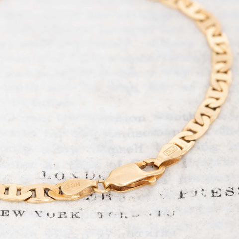 Vintage Flat Mariner Link Chain Bracelet