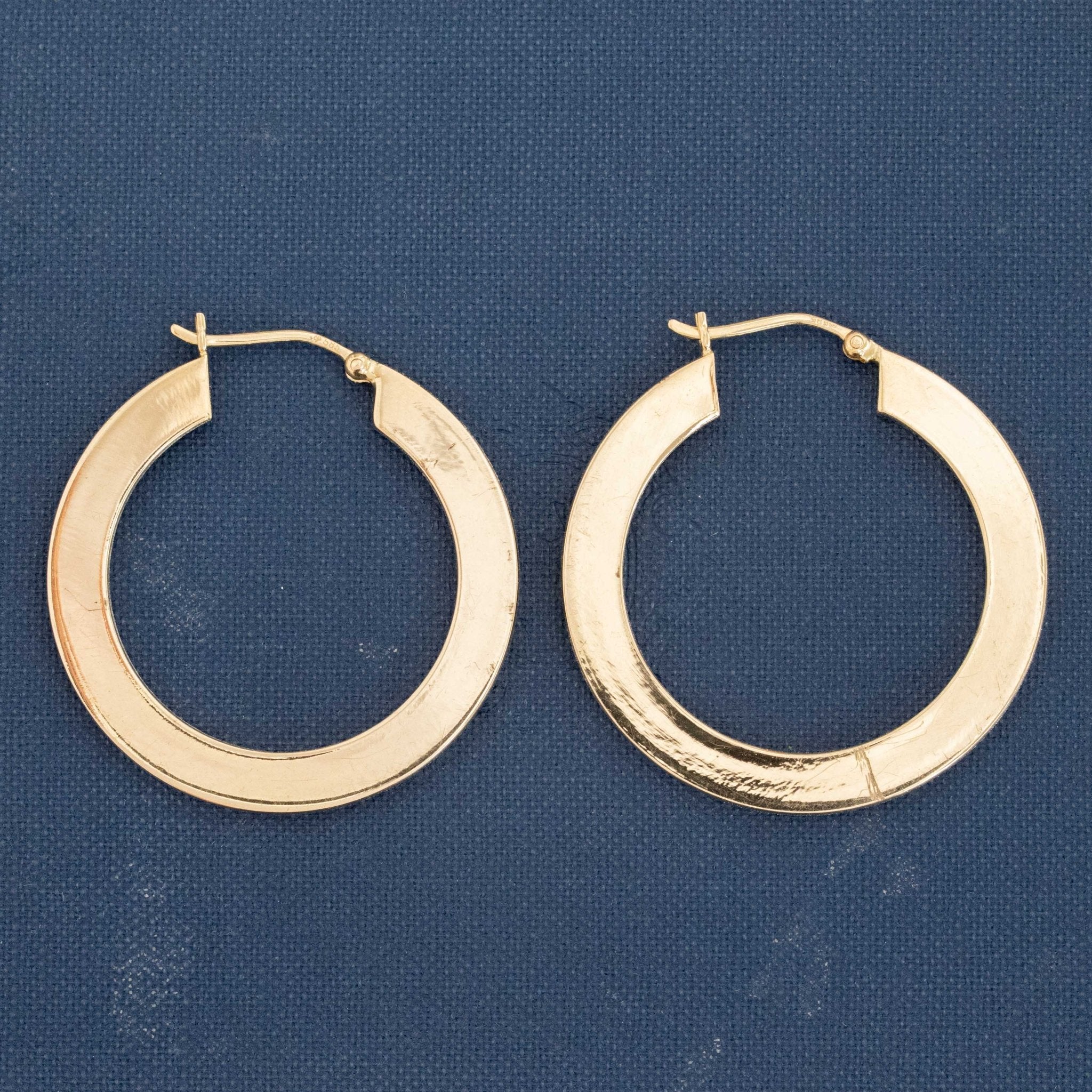 Vintage Flat Wide Hoop Earrings