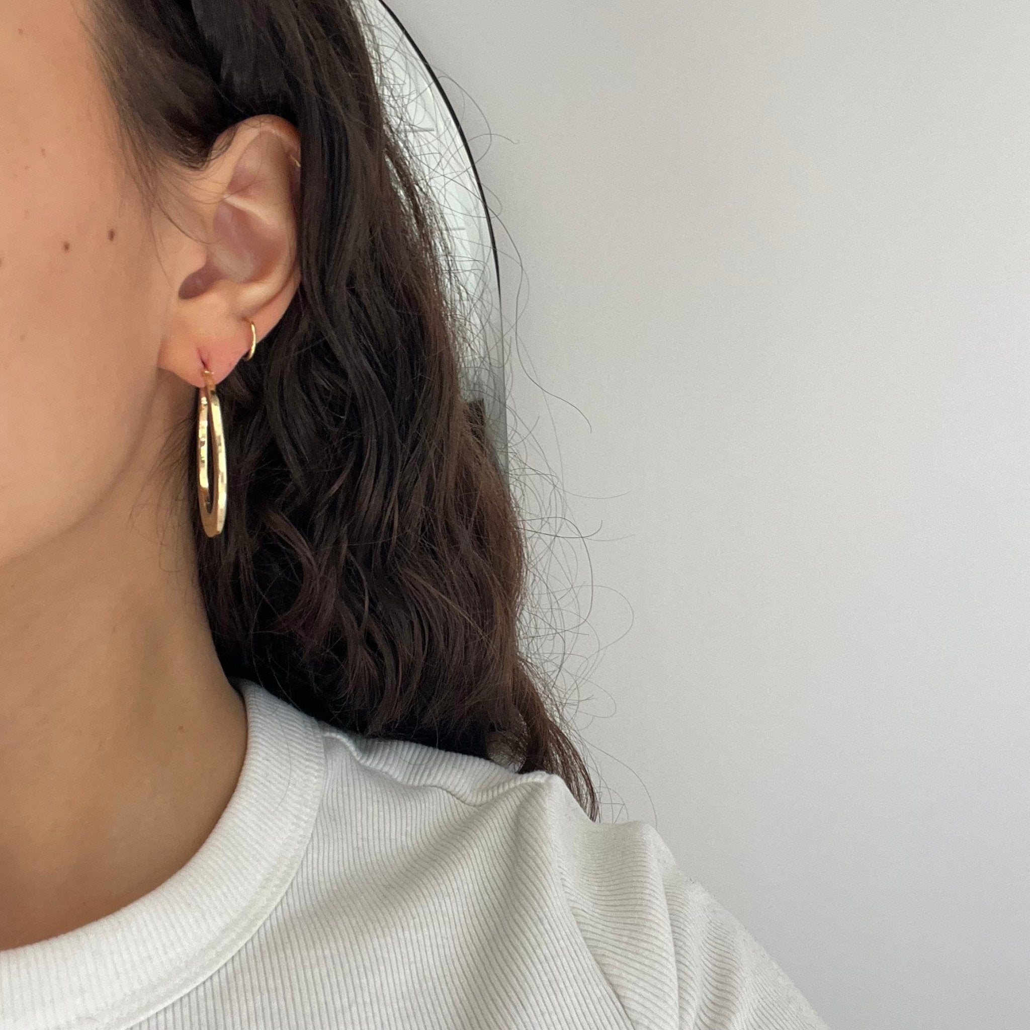 Vintage Flat Wide Hoop Earrings