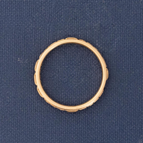 Vintage Floral Etched Yellow Gold Wedding Band