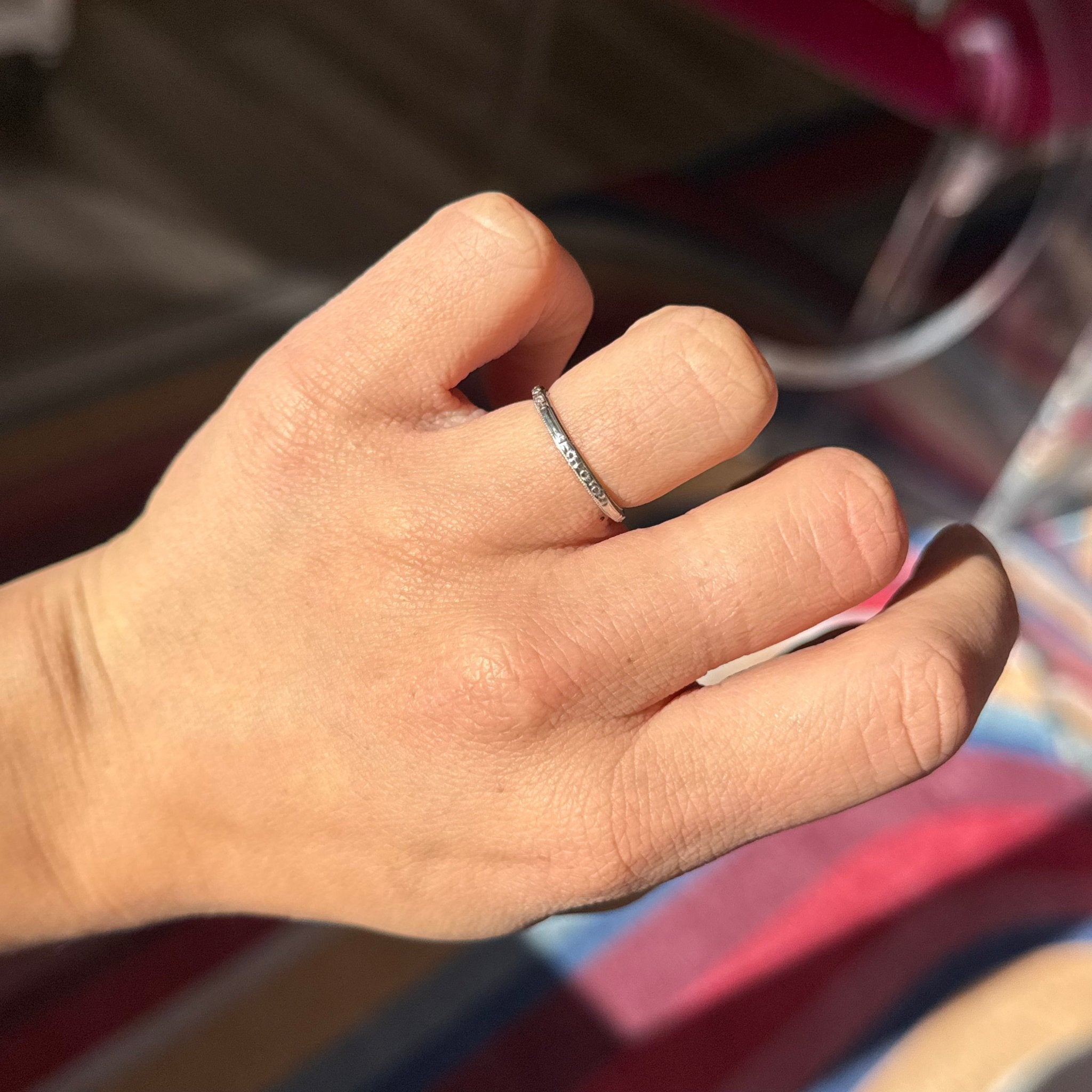 Vintage Floral Milgrain Wedding Band