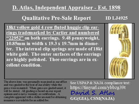 Vintage Fluted Hoop Earrings, by Cartier