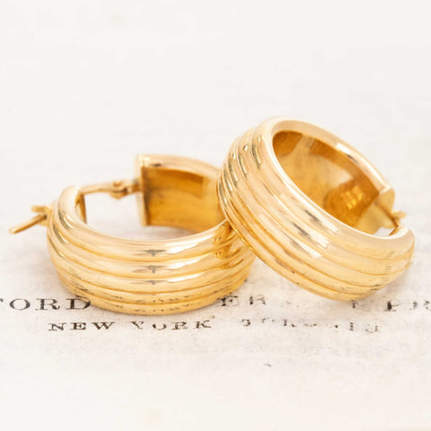 Vintage Fluted Hoop Earrings, Italian