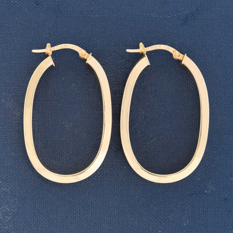 Vintage Fluted Oval Hoop Earrings, Italian