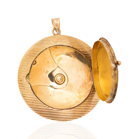 Vintage Fluted Pill Box Pendant