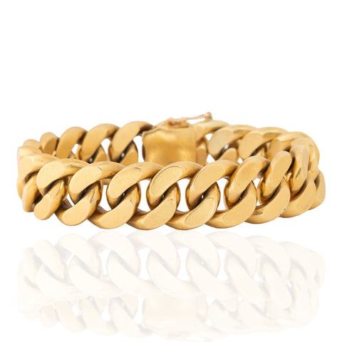 Vintage French 18K yellow gold jumbo curb link bracelet, 15.85mm