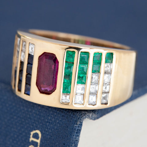 2.80ctw Vintage Gemstone & Diamond Cigar Band
