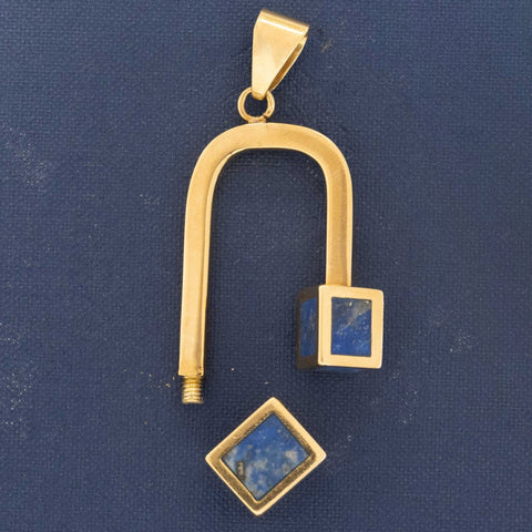 Vintage Geometric Lapis Key Holder/Pendant by Cartier