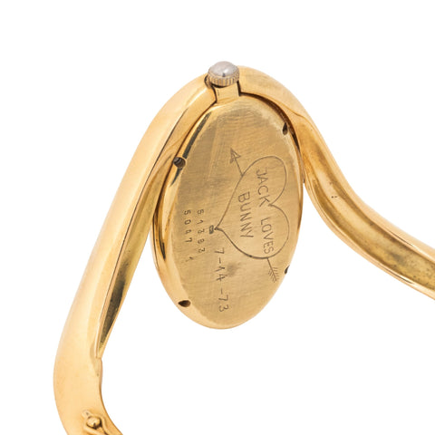 Vintage 1970s Girard-Perregaux 18K yellow gold oval dial freeform bangle watch – alternate view 3