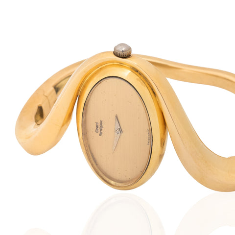 Vintage 1970s Girard-Perregaux 18K yellow gold oval dial freeform bangle watch – alternate view 5