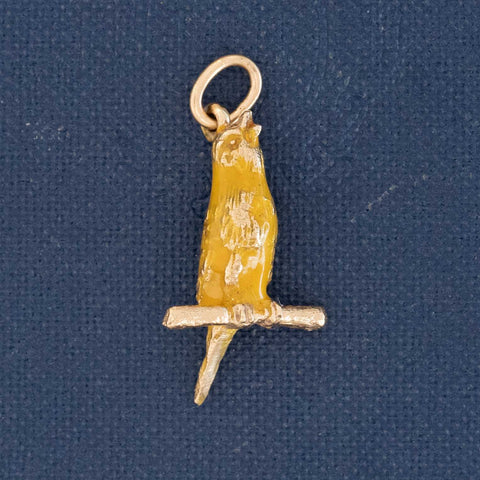 Vintage enamel and gold canary charm for charm bracelet or pendant chain.