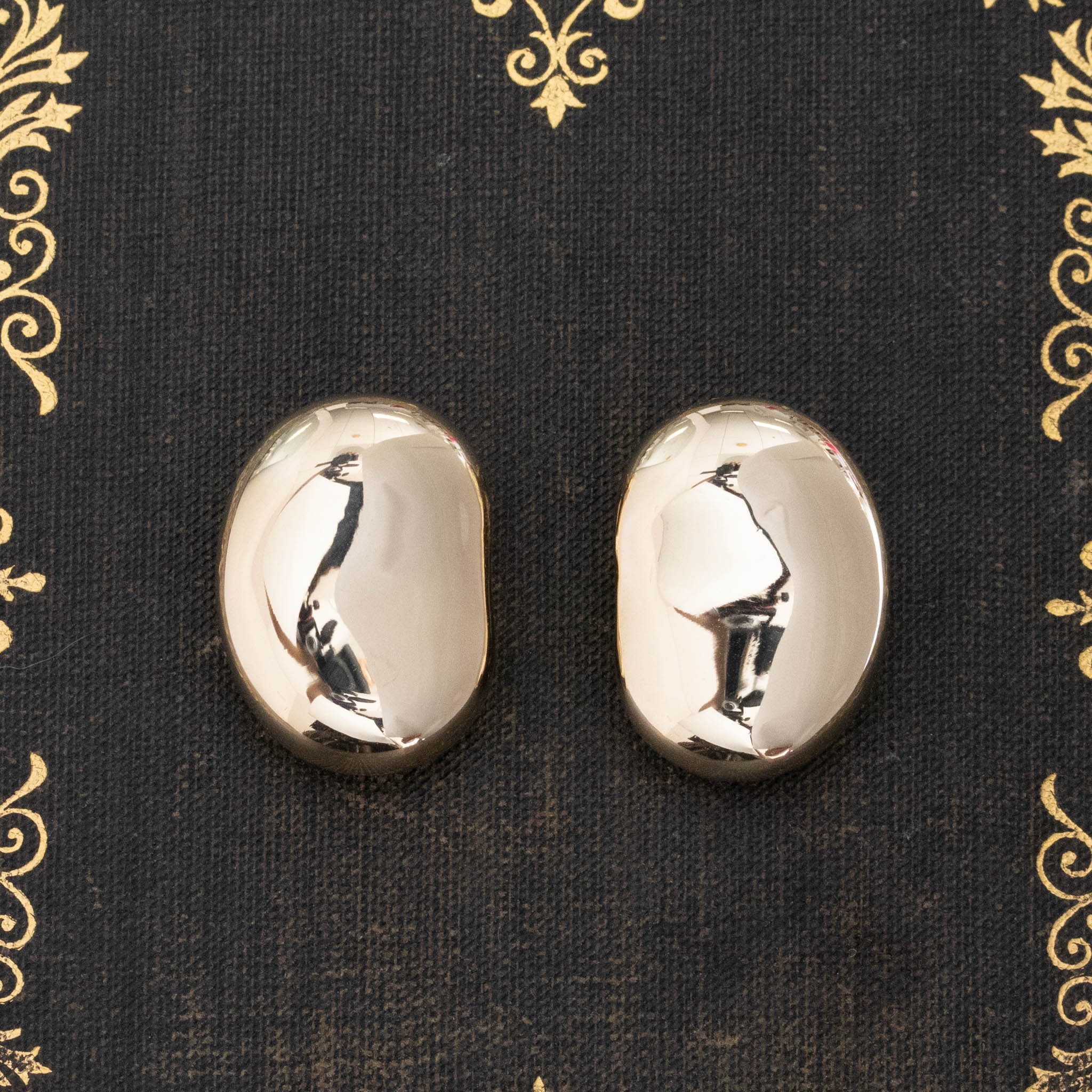 Vintage Gold Bean Clip-On Earrings