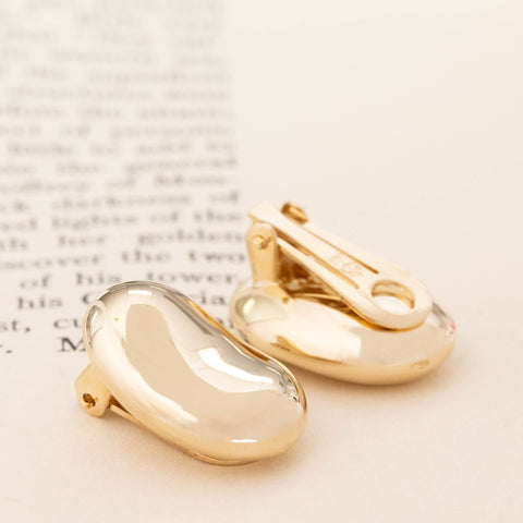 Vintage Gold Bean Clip-On Earrings