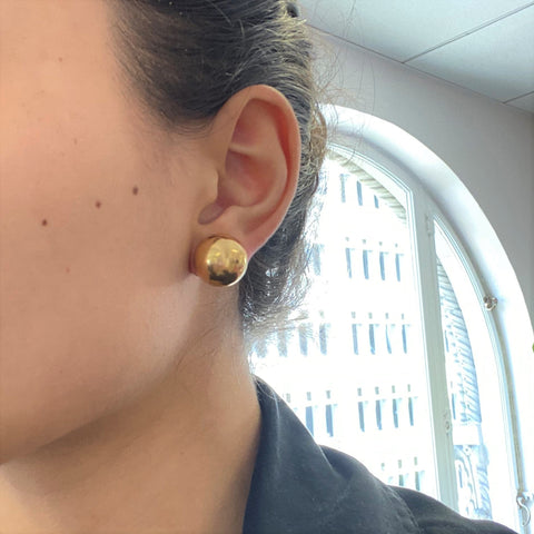 Vintage Gold Button Stud Earrings