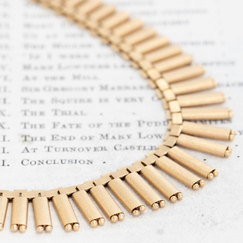 Vintage Gold Fringe Necklace, Italian