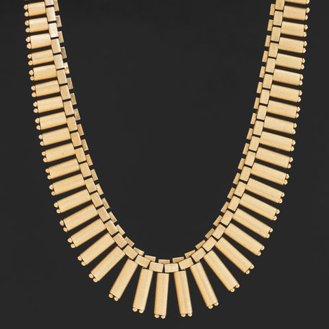 Vintage Gold Fringe Necklace, Italian
