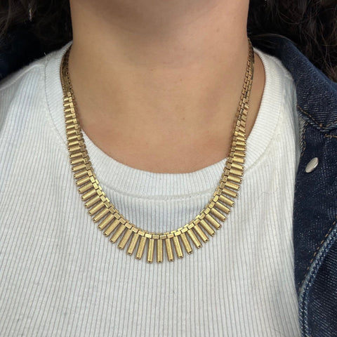 Vintage Gold Fringe Necklace, Italian